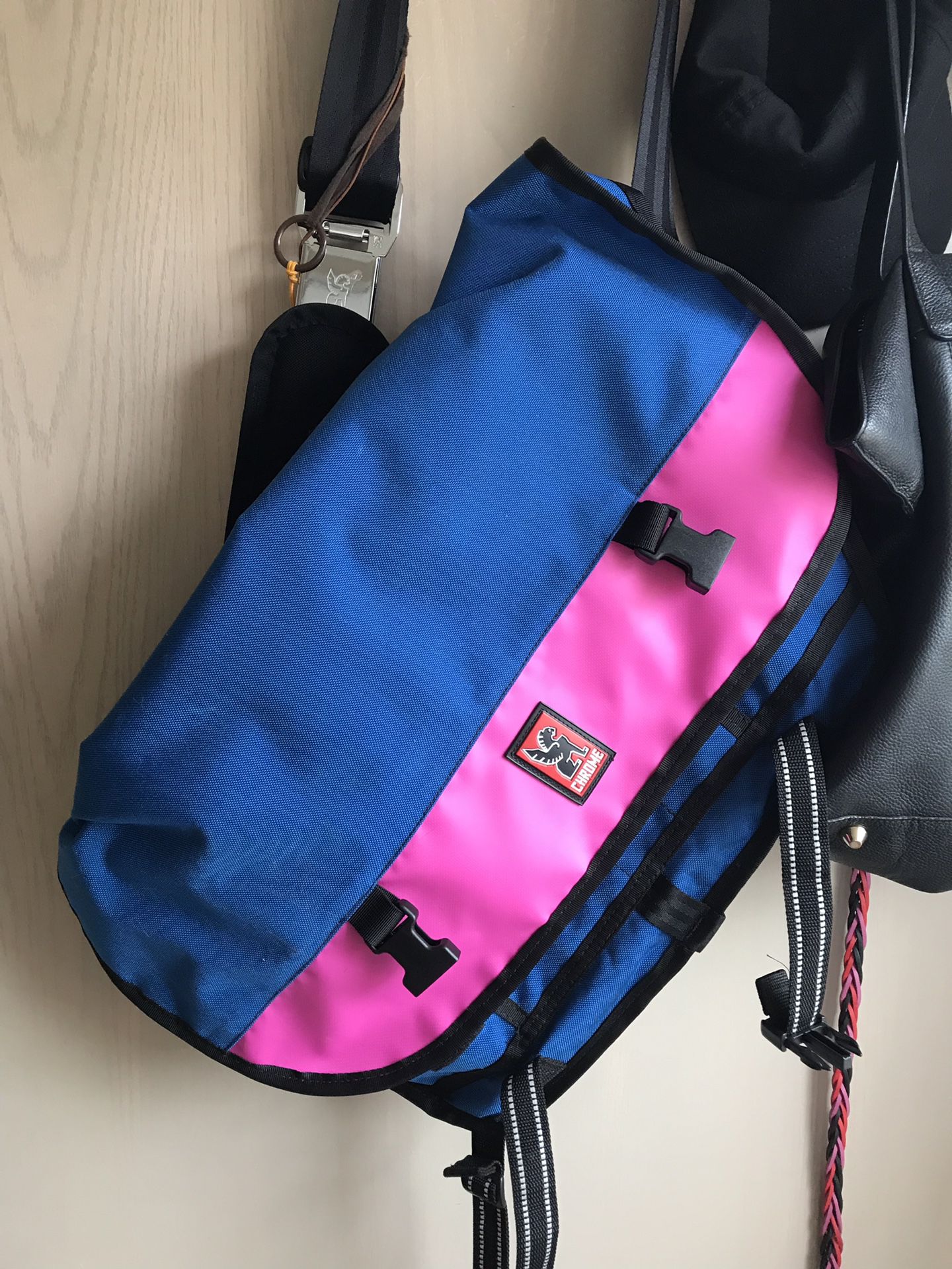 Blue and Pink Chrome Messenger Bag - Perfect condition!