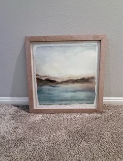 Framed Abstract Watercolor Landscape Art – Wood Frame