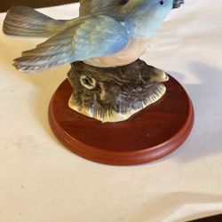 Vintage Andrea by Sadek Mountain Bluebird Porcelain Figurine with Magnolia Flower
