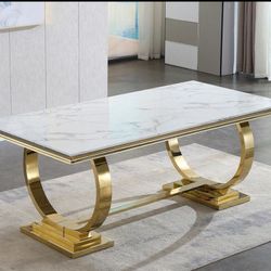 CLEARANCE!! White Marble Dining Table With Gold Base  $699