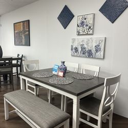 6pc Dining Table & Bench 