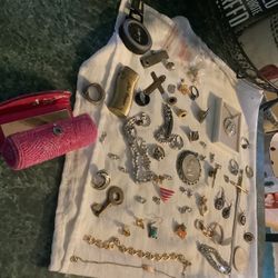 Vintage lot of jewelry including rings, bracelets, pins, you name it over 60 pieces