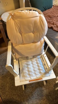 White Wood Rocking Chair with Cushions