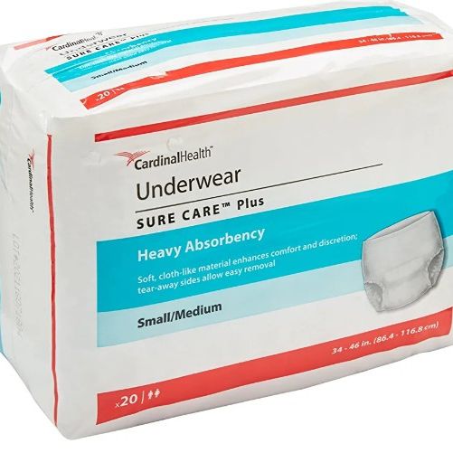 Cardinal Health 1605 Protective Underwear. Sure Care Plus, Heavy Arbsonency, Small/Medium