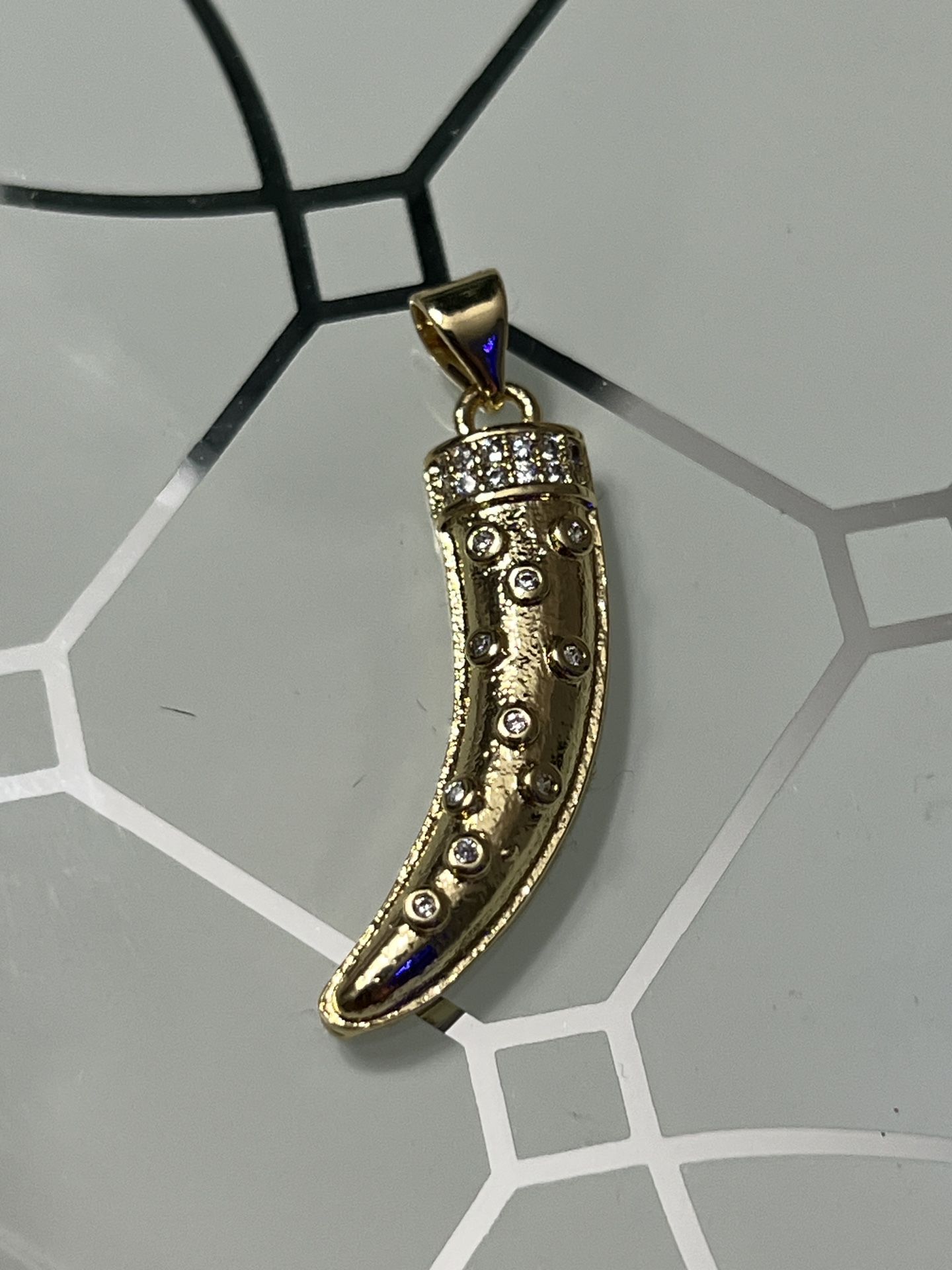 Small Bull Horn Gold Plated Pendant