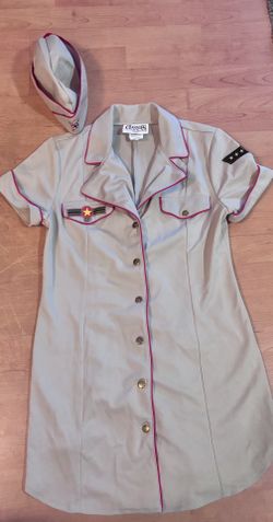 Tan Service Costume Dress With Hat