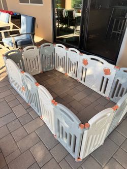 Never used- Large Baby Playpen with Gate
