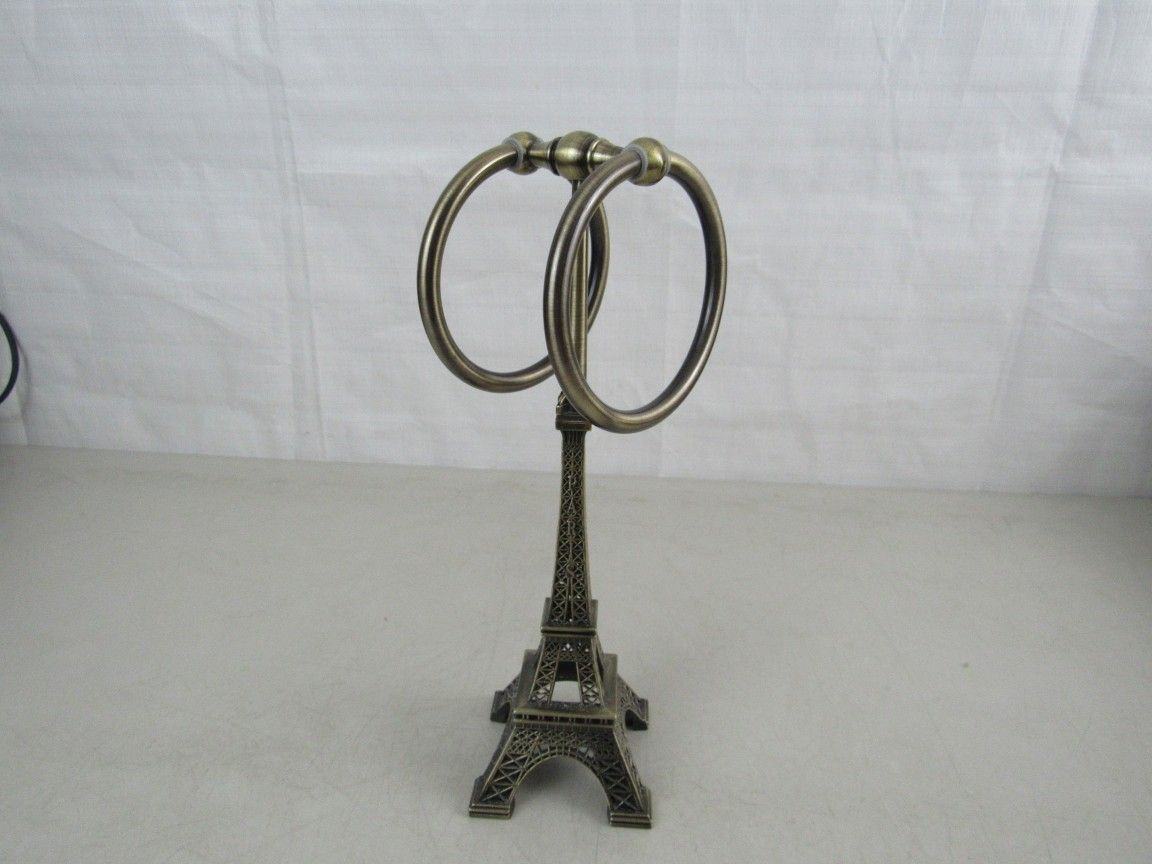 Eifel Tower Brass Metal Vintage Hand Towel Holder-12 1/4" Tall