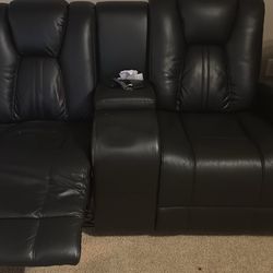 2 Piece Leather Reclining Sofa