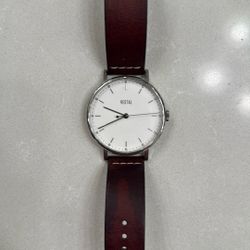Vestal Watch - White/Silver & Brown Leather 