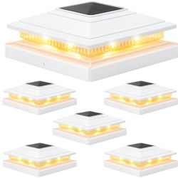 Solar Post Cap Lights 6-Pack, White IP64 Water/Weather Proof