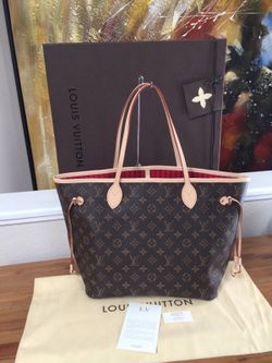 AUTHENTIC Louis Vuitton Neverfull Monogram Cherry MM PREOWNED