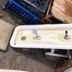 Vintage Porcelain 2 Faucet Drinking Fountain 