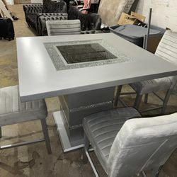 Silver Square Bar Table Dining Set