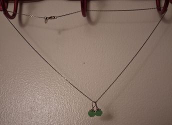 Delicate Chain Necklace with Green Bead Pendant