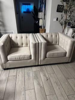 Tufted Beige Fabric Loveseat Set of 2