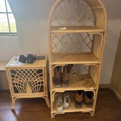 Whicker Shelf And Cabinet 