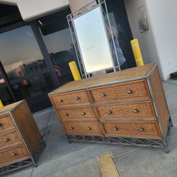 🛻DELIVERY AVAILABLE 🛻 WICKER DRESSER WITH MIRROR (MORE WICKER ITEMS AVAILABLE)