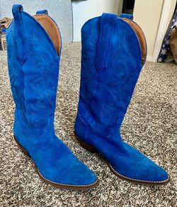 Blue Suede Cowgirl Boots
