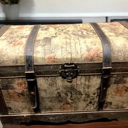 Beautiful Large antique embroidered steam trunk
