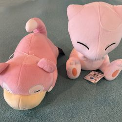 Mewtwo & Slowpoke Bandai Spirits 12” Sleeping Plush Toys w/ Tags