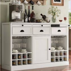 Flour Kitchen Cabinet Whit Wine Holder 