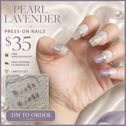 Pearl Lavender Press-On Nails Set