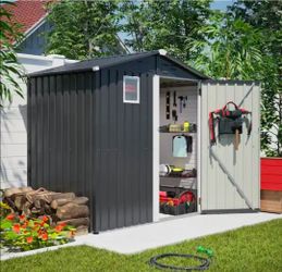 ✨️ HumblePleb 6 ft. W x 4 ft. D Metal Outdoor Storage Shed with Double Pitched Roof and Lockable Single Door (22 sq. ft.)#7861