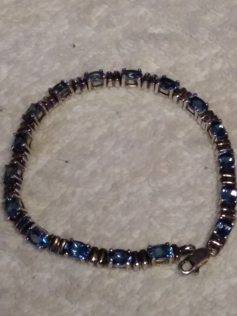 Beautiful real semi precious stones 925silver 7+1/2 inch bracelet
