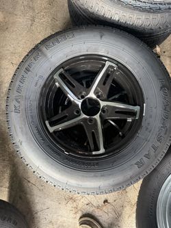 New 205-75–14inch Trailer Tires with black aluminum Wheels. In Stock 