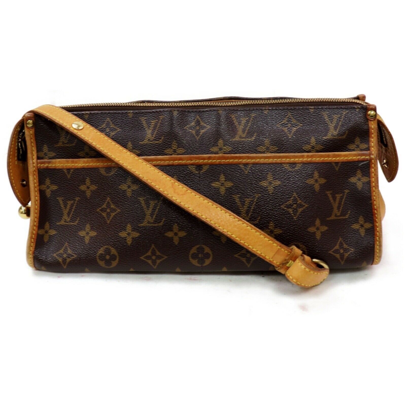 Authentic Louis Vuitton Popincourt Long M40008 Brown Monogram Shoulder Bag 11387