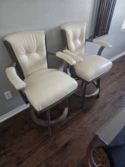 Real LEATHER And WOOD Stools