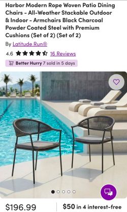 Latitude Run Rope Woven Patio Dining Chairs Set of 2