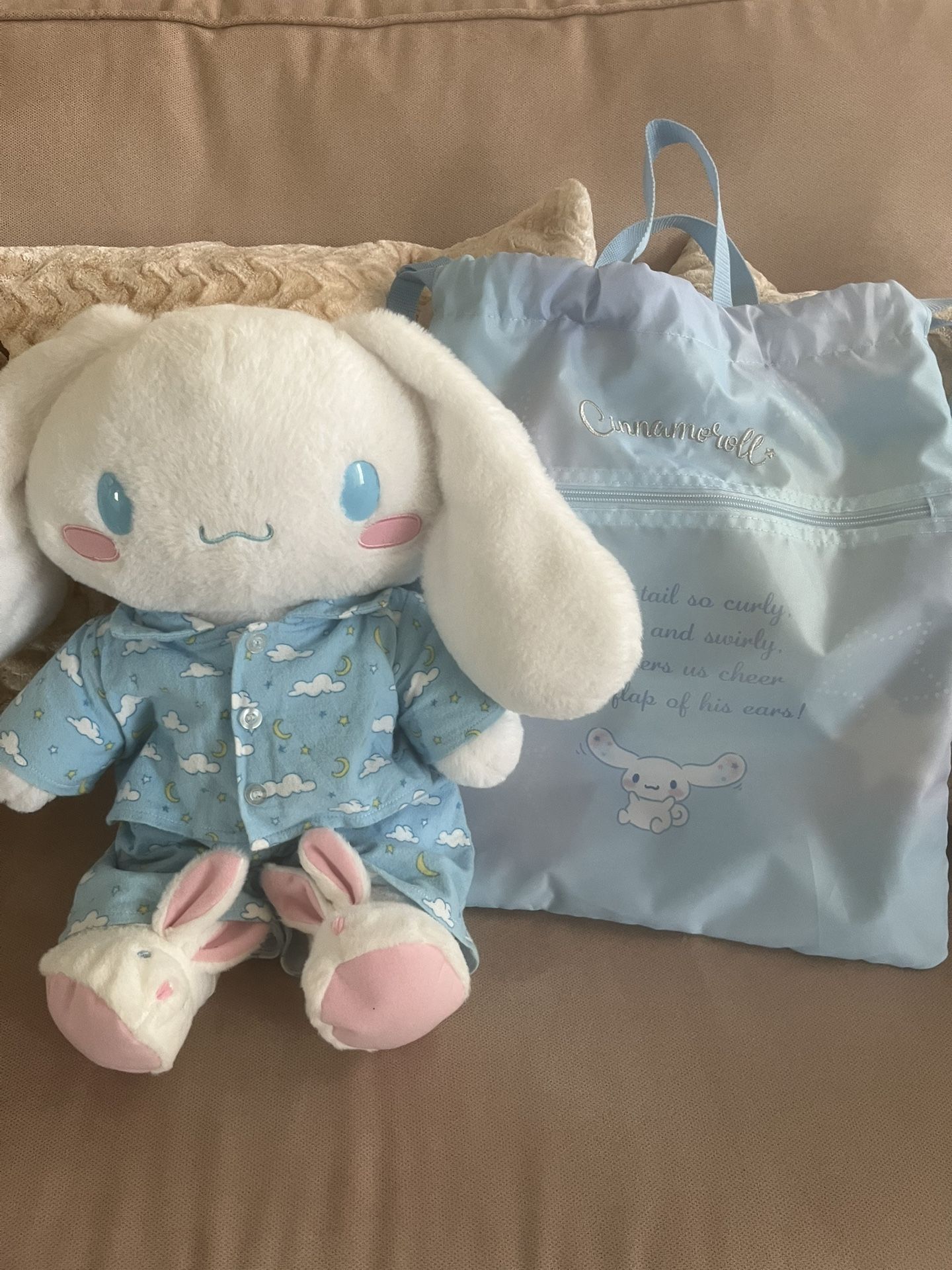 Build A Bear Cinnamoroll Cinnamonroll With Bag Backpack Drawstring Carrier