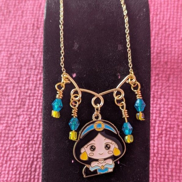 Chibi Jasmine Necklace – 16” Handmade Disney-Inspired Aladdin Jewelry