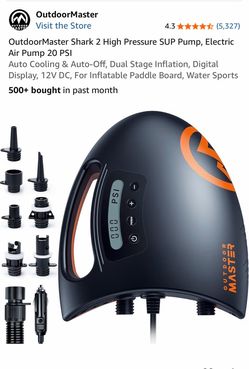 OutdoorMaster Shark 2 Electric SUP Air Pump High Pressure 20 PSI 12V CD