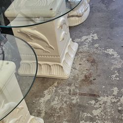 Dolphin Center Table And 2 End Tables