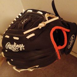 RAWLINGS{players series)black&orange youth right handed baseball glove