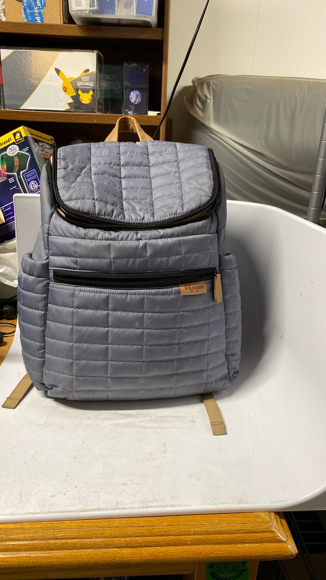 Maman Quilted Designer New York Gray Diaper Bag Pick Up Only