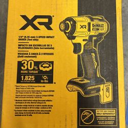 Dewalt 20v XR 1/4” 3 Speed Impact  Driver With 4ah Battery And Charger