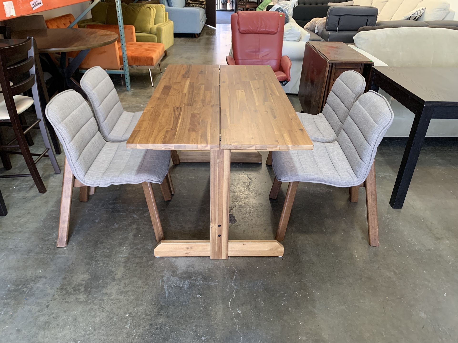 IKEA NACKANÄS Acacia Solid Wood Table and 4 Chairs Excellent