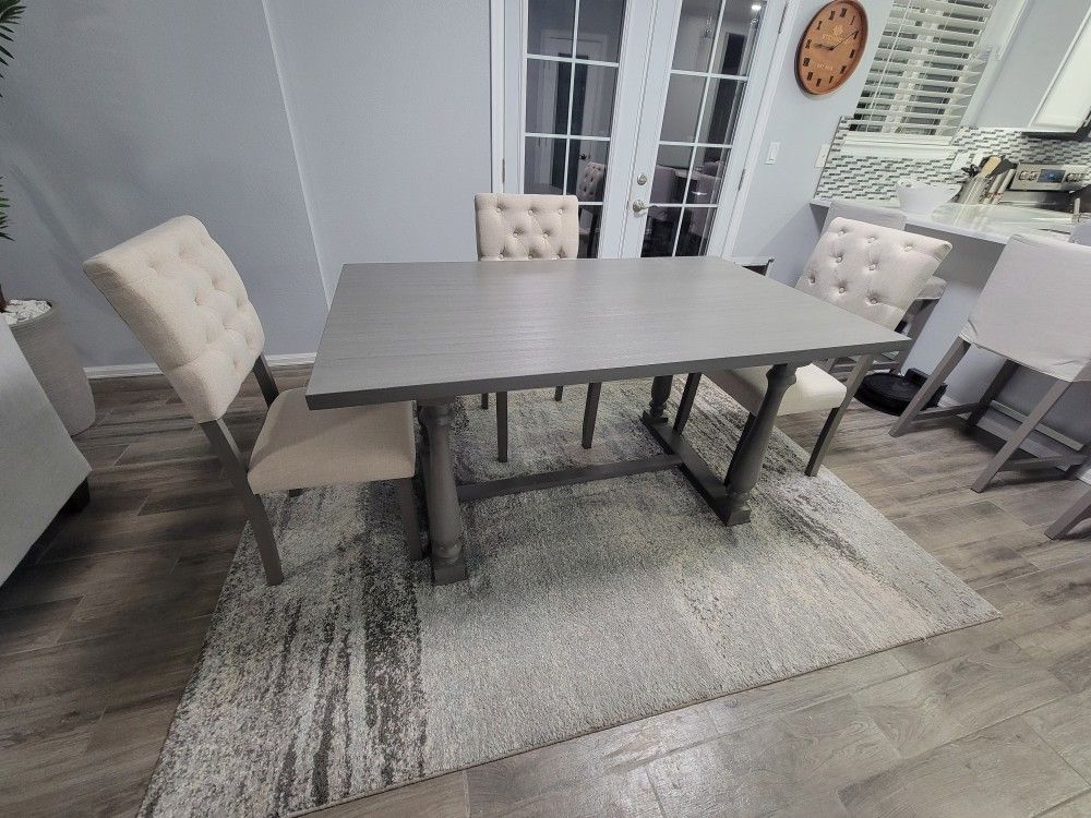 Brand New Modern Farmhouse Dining Table Set – Table + 3 Chairs (Still in Box!)