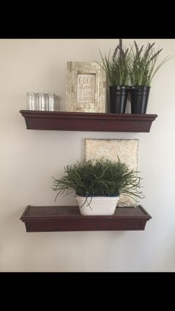 Red distressed shelves