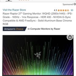 Razor raptor gaming monitor