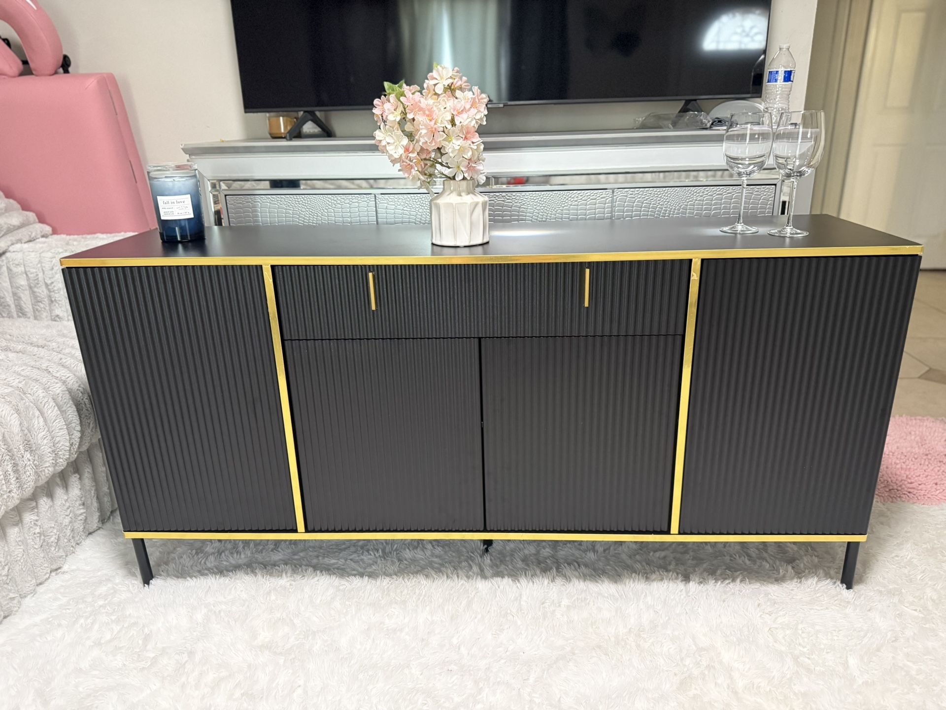 Wood Storage Console Table Coffer Bar for Dining Living Room,