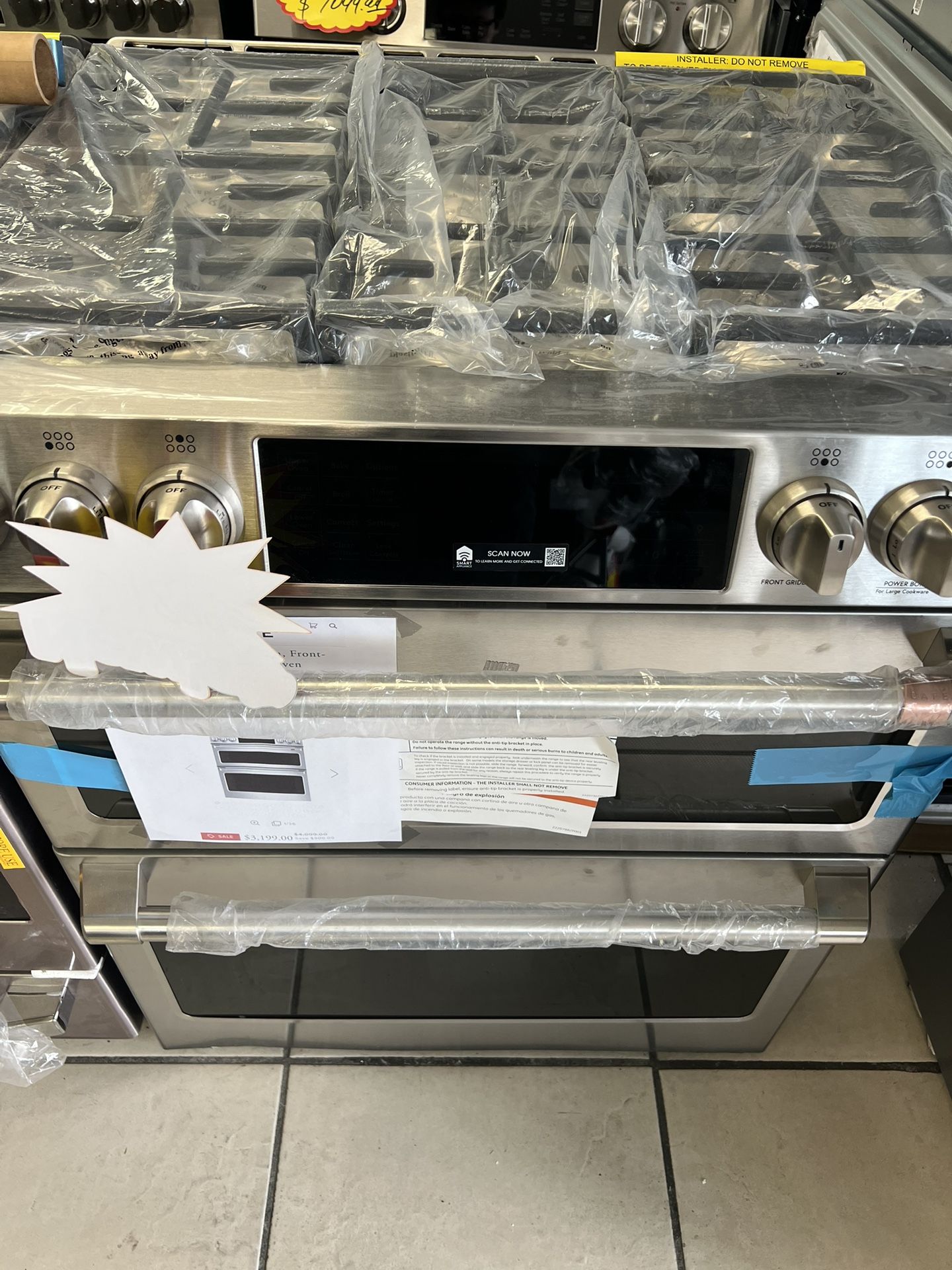 GE cafe double oven gas range