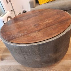 Wood Round Coffee Table - Charcoal Shagreen