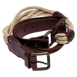 D & G Bottega Veneta Brown/Beige Leather and Rope Knot Buckle Belt 85CM - Originally $475.   Asking $199