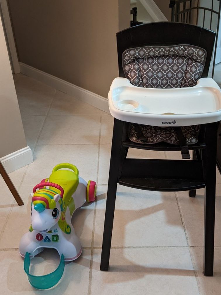 Free High Chair And Kids Baby Rolling Unicorn Toy