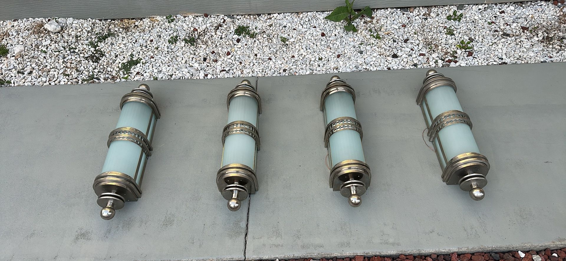Sonneman Vintage Chrome Wall Lighting – Set of 4 Art Deco Opal Glass Sconces